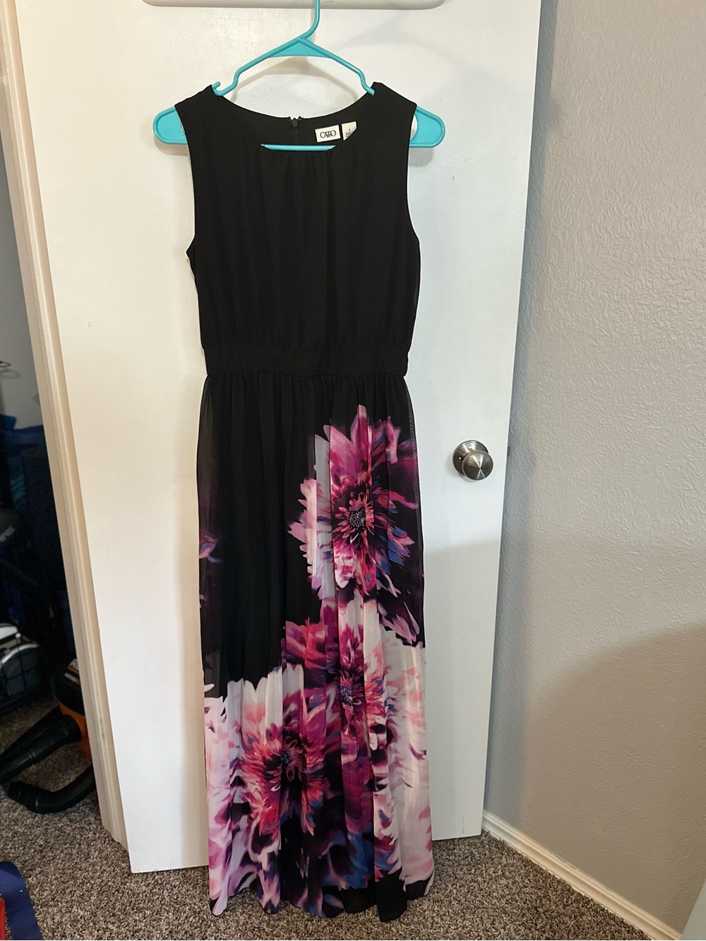 Cato Black Maxi Dress with Pink and Purple Floral Print